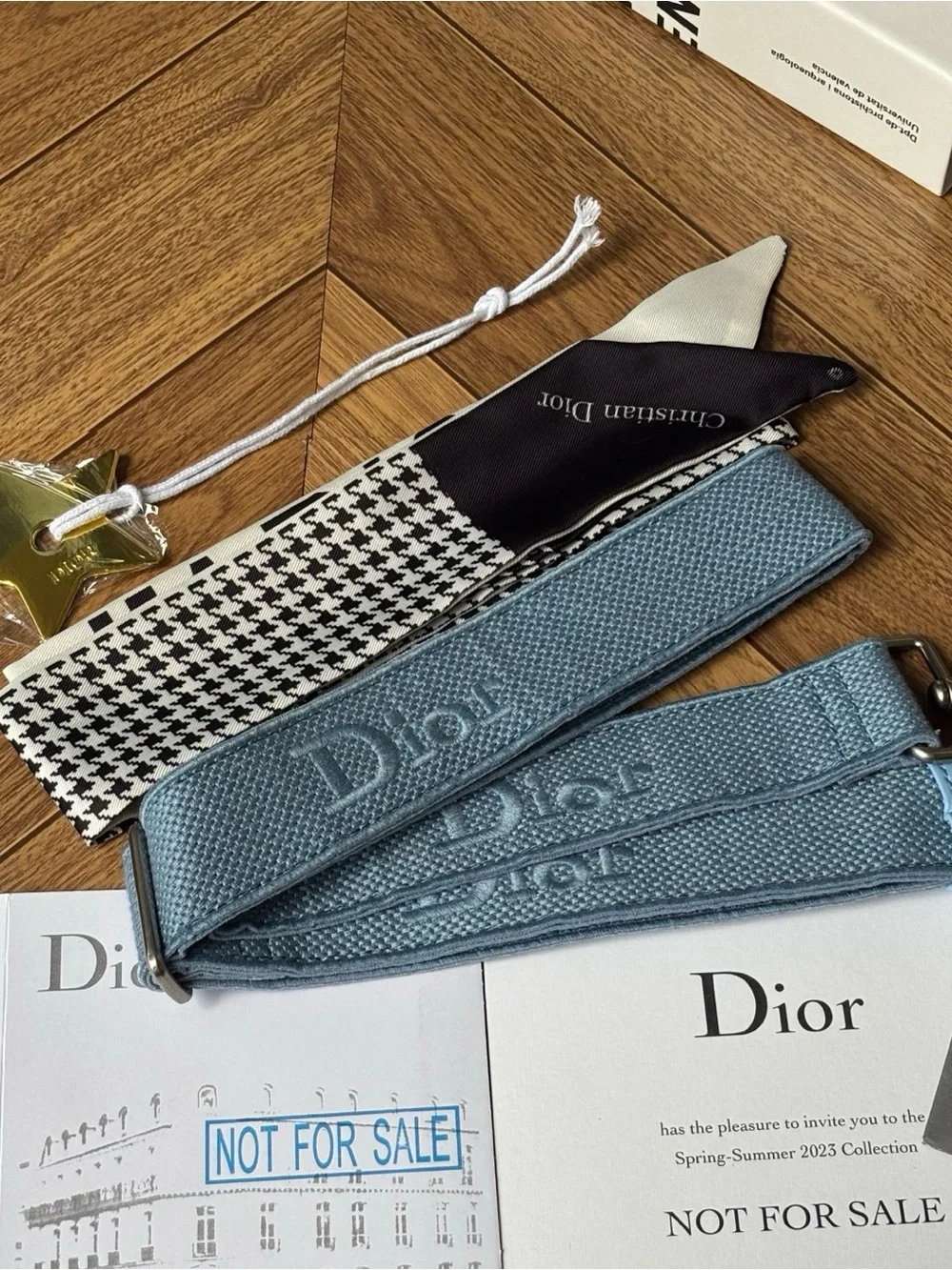 Dior Blue Embroidered Book Medium Tote Shoulder Bag